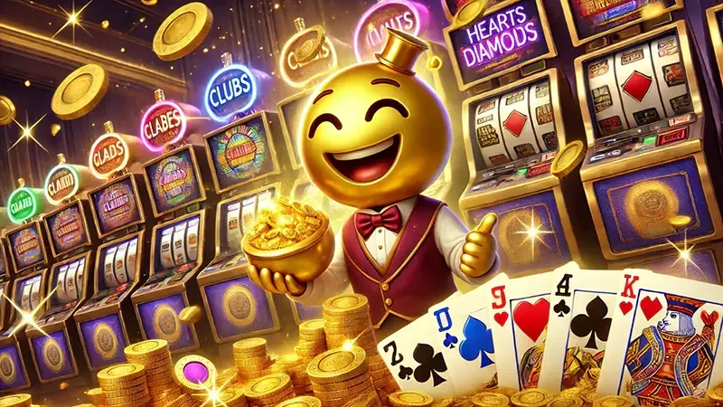 Tampilan permainan slot dengan reel dan simbol berwarna